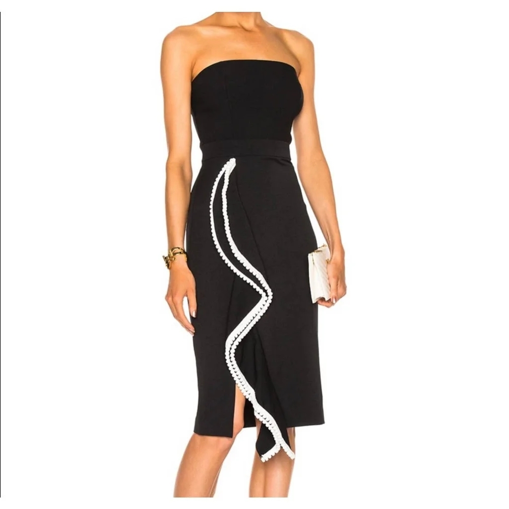 ALEXIS Peyton Black Strapless Sheath Ruffle Cocktail Dress$129.00